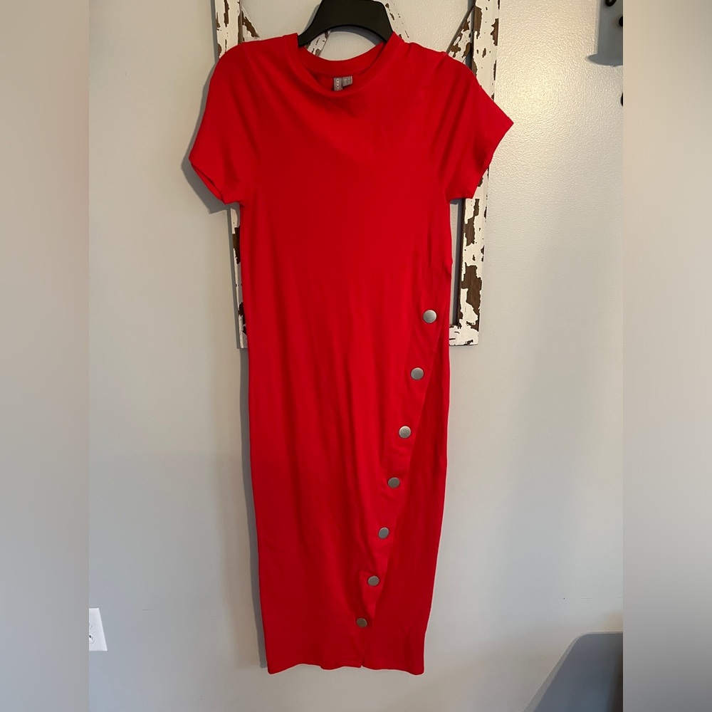 ASOS Red Maxi Dress With Button Detail Size‎ 0 Cotton EUC